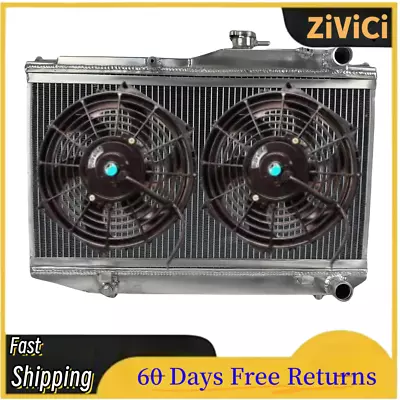 2Row Alu Radiator+Fan For 83 84 85 1986 1987 TOYOTA COROLLA AE86 4AGE GTS Manual • $210