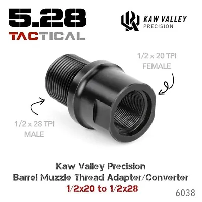 Kaw Valley Precision Thread Adapter - 1/2x20 To 1/2x28 -6038 • $26.95
