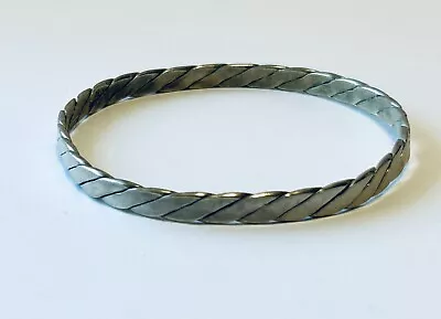 Vintage Mexico Sterling Silver Twisted Bangle Bracelet 925 5” 6mm • $19.99