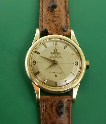 Vintage 1958 OMEGA  Constellation Pie Pan Dial Gold Bezel Men Watch Caliber 505 • $1999