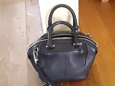 $296 • Buy Alexander Wang Mini Emile Pebbled Leather Tote Bag Navy Elegant 