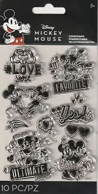 Disney Mickey Mouse 10 Clear Rubber Stamps Minnie Love Favorite Yes! NEW! 03665 • $5.85