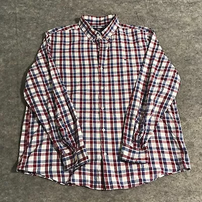 Vineyard Vines Whale Long Sleeve Shirt Men's XL Slim Custom Blue Maroon Plaid • $15.19