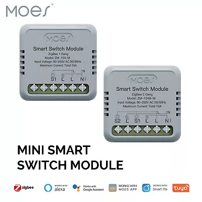 MOES 1/2Gang ZigBee Smart Mini Light Switch Module 3-Way Alexa Google APP Remote • $26.99