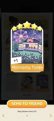 Monopoly Go 5 Star Card Sticker ⭐⭐⭐⭐⭐ Set 13 Monopoly Tunes • $7.66