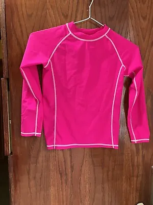 Girls Long Sleeve Swim Top Bright Pink Size Large  • $6