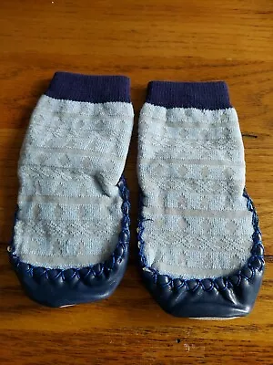 Blue Baby Toddler Kids Anti-slip Crawl Leather Socks Shoes Slipper Boots 3-6 M • £4