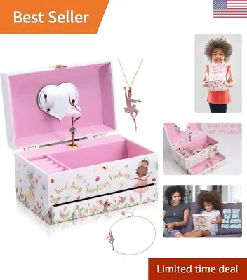 Ballerina Jewelry Box With Matching Necklace & Bracelet - Plays Music - Black • $28.99