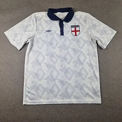 England Umbro Football Shirt Mens Medium White World Cup Retro Jersey Top • £15