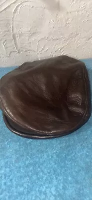 VTG Kangol Men’s Dk Brown Genuine Leather Newsboy Cap Snap Brim Size Large • $40