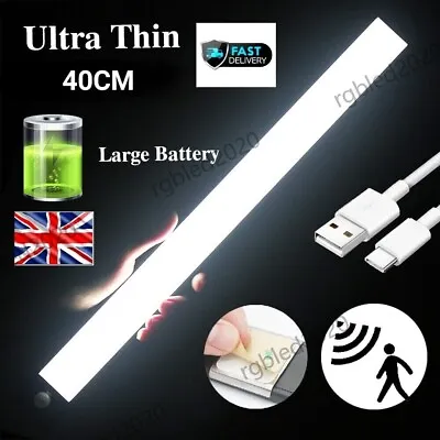 USB Rechargeable LED PIR Motion Sensor Light Strip Wireless Cabinet Closet Lamps • £48.45