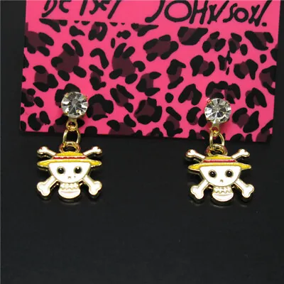 $3.03 • Buy New White Enamel Lovely One Piece Crystal Betsey Johnson Women Stand Earrings