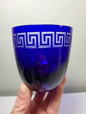 Rare Versace Glass Whiskey Water Wine Cobalt Blue Rosenthal Glass Cup Greek • $99.99