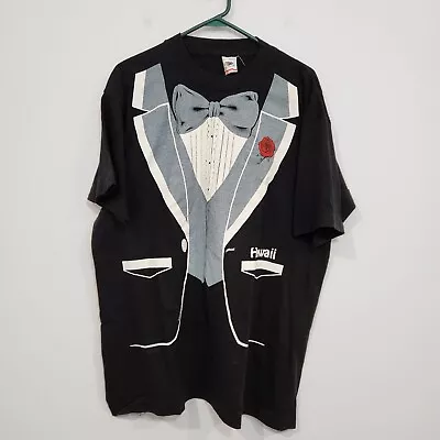 Vintage Tuxedo T-Shirt Size XL Single Stitch 80s Made In USA Fruit Of The Loom • $25.87