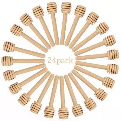 24 Pack Mini 3  Small Wooden Honey Spoon Dipper Tiny Wood Dippers Stick Drizzler • $8.94