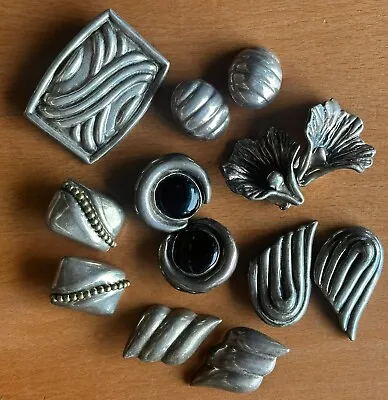Lot Of Vintage Sterling Silver Unknown Modernist Designer Earrings & Brooch • $20.50