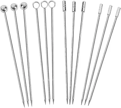 Cocktail Picks Reusable Stainless Steel Martini Picks Set Fruit Stick Toothpicks • $9.53