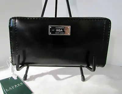 Ralph Lauren Zip Around Leather Wallet Black Chiswell Women's RL NWT • $69.95