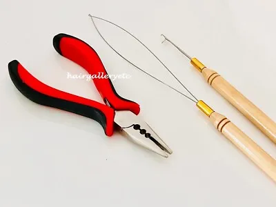 Feather Hair Extension Kit Pliers Loop Hook Tool For Hair Silicone Micro Beads  • $6.99