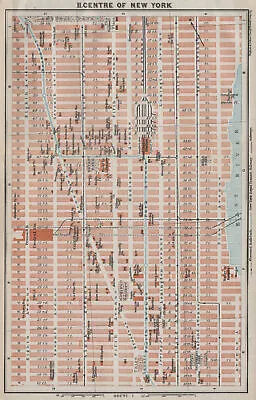 MIDtown DOWNTOWN MANHATTAN. New York City Antique Town Plan. BAEDEKER 1909 Map • £60