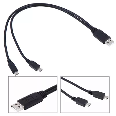 USB 2.0 Male To Male Dual Micro USB Splitter Y Charging Data Cable KE • $2.51