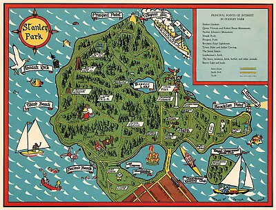 Pictorial Map Of Stanley Park Vancouver Wall Art Poster Print Decor Artwork • $13.95