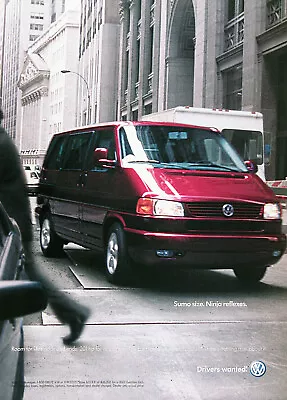 2001 VOLKSWAGEN EUROVAN Genuine Vintage Ad ~ MSRP $26200 ~ FREE SHIPPING! • $18.88