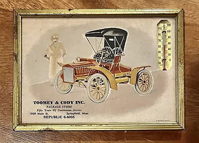 Toomey & Cody Package Inc Massachusetts Advertising Thermometer Vintage Car • $19.99