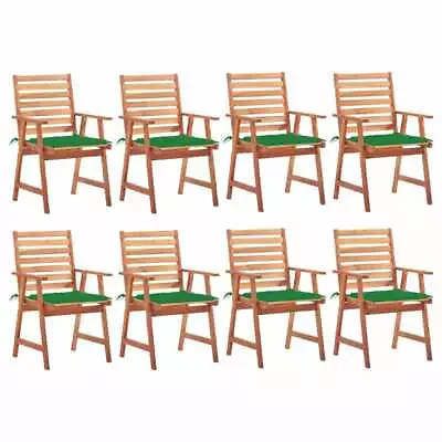 Patio Dining Chairs 8 Pcs With Cushions Solid Acacia Wood VidaXL • $1536.95