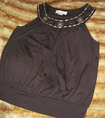 Michael Kors Mk Womans Brown Wood Beaded Sleeveless Casual Top Size  S / P • $27.55