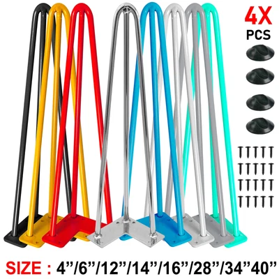 £40.99 • Buy 4x Hairpin Legs Hair Pin Legs Set For Furniture Bench Desk Table Metal Steel 