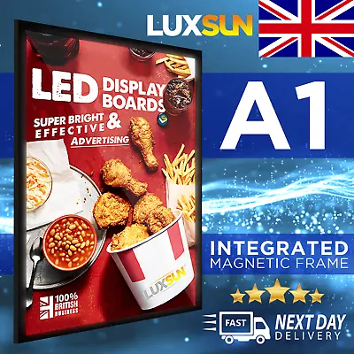 LED Illuminated Backlit Slim Poster Display Menu Board | Magnetic Frame | A1 • £159.99