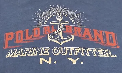 Polo Ralph Lauren T Shirt Mens Lg Blue Anchor Marine Outfitter N.Y. Est. 1967 • $17