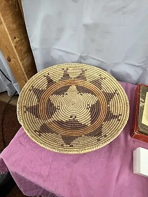 Vintage Handcrafted Southwest Native American Coiled Woven Round Basket BOHO 14  • $14.99