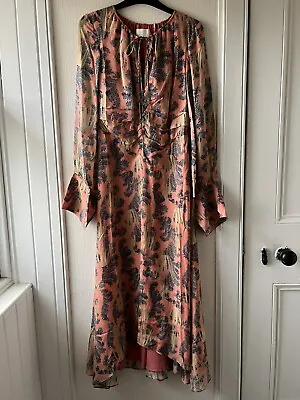 H&M  X Conscious Collection Coral Floral Silk Dress UK6 • £130