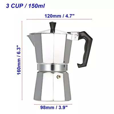 Aluminum Italian Espresso Coffee Stovetop Maker Pot Percolator(1/3/6/9/12 Cup) • $4.99
