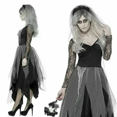 Ladies/Adult Graveyard Ghost Bride Costume Zombie Carnaval Fancy Dress Outfit • £16.99