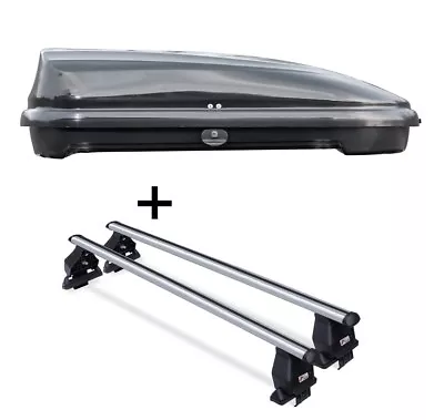 Roof Box VDPFL320 320L + Aluminium Roof Rack Menabo Tema For Honda Station Wagon HR-V SW 99-05 • £262.95