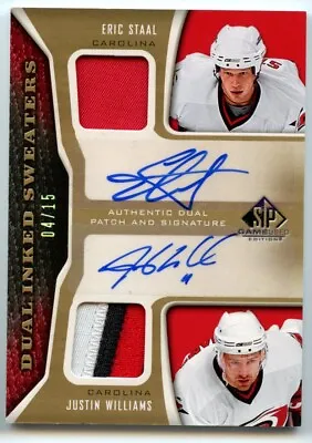 2006-07 SP Game Used Eric Staal Justin Williams Dual Inked Sweaters Auto 04/15 • $99.99