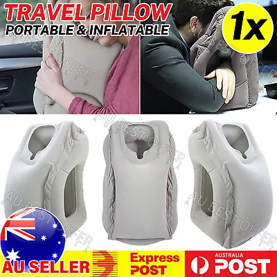 $14.22 • Buy Inflatable Air Cushion Travel Pillow For Airplane Office Nap Neck Head Chin AUS
