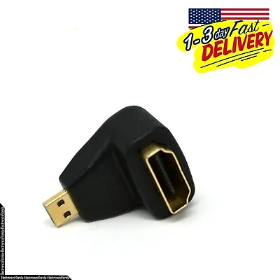 HDMI Standard Female To Micro HDMI  Male Black Connector Adapter 90° E48 • $6.99