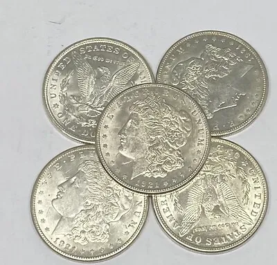 Lot Of 5 1921 Morgan Silver Dollar Last Year 90% $1.00 AU - Almost Uncirculated • $179.95
