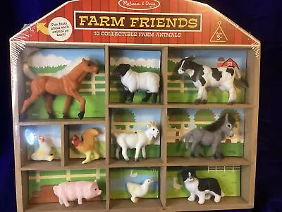 New Melissa & Doug Farm Friends 10 Animal Figurine W/ Wood Barn Display • $39.99