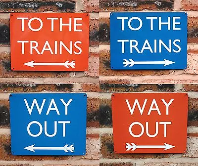 Metal Railway Sign | British Rail | To The Trains | Way Out (Weathered) Gift • £8.49