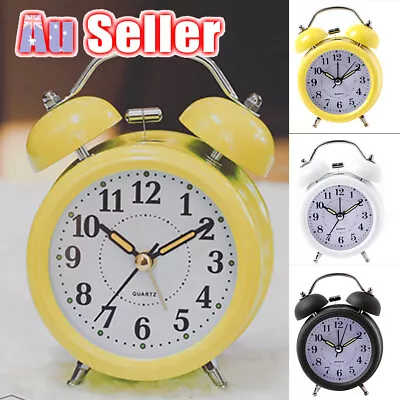 Analogue Desk Retro Clocks Vintage Twin Bell Battery Loud Alarm Clock Bedside • $14.81