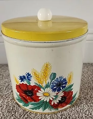 Vintage Metal Tin Canister Flowers Deco Retro  • $19.99