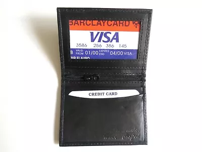 Black Bifold Wallet ID Credit Card Money Holder Genuine Leather For Men • $8.49