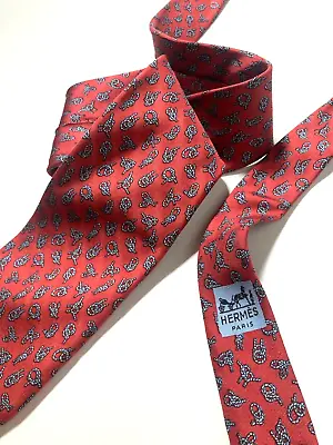 Hermes Vintage Sailing Knots Boating Tie Sailor Nautical High End France Red • $105.24