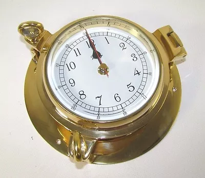 Victory RM620 Polished Brass Ship's Porthole Clock 4-1/4  Dial 135-1094 • $149.99