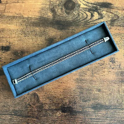 David Yurman Woven Box Chain Bracelet In Sterling Silver & Black Nylon - Large • $305
